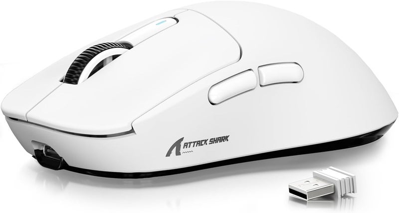 MANBASNAKE ATTACK SHARK X3 Wireless Gaming Mouse, 49g Ergonomic Computer Mouse, Triple Modes PAW3395 26K DPI Optical Sensor, 200h Battery Life, Programmable Buttons, Gaming Accessories for PC/Laptop/Mac (White) - Image 1